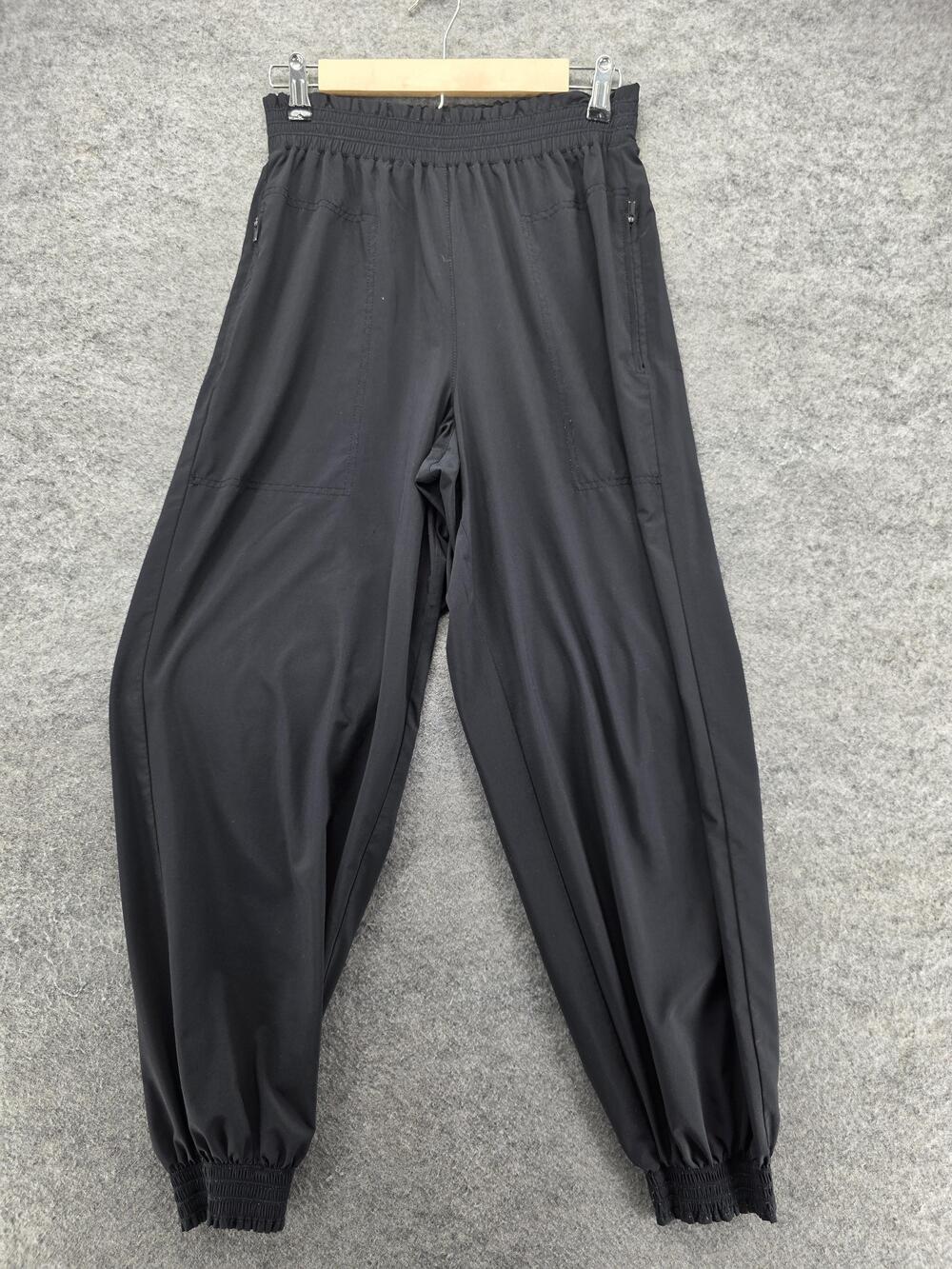 Athleta Jogger Pants Womens 4 Black Savannah Stretch Elastic Waist Zip Pocket